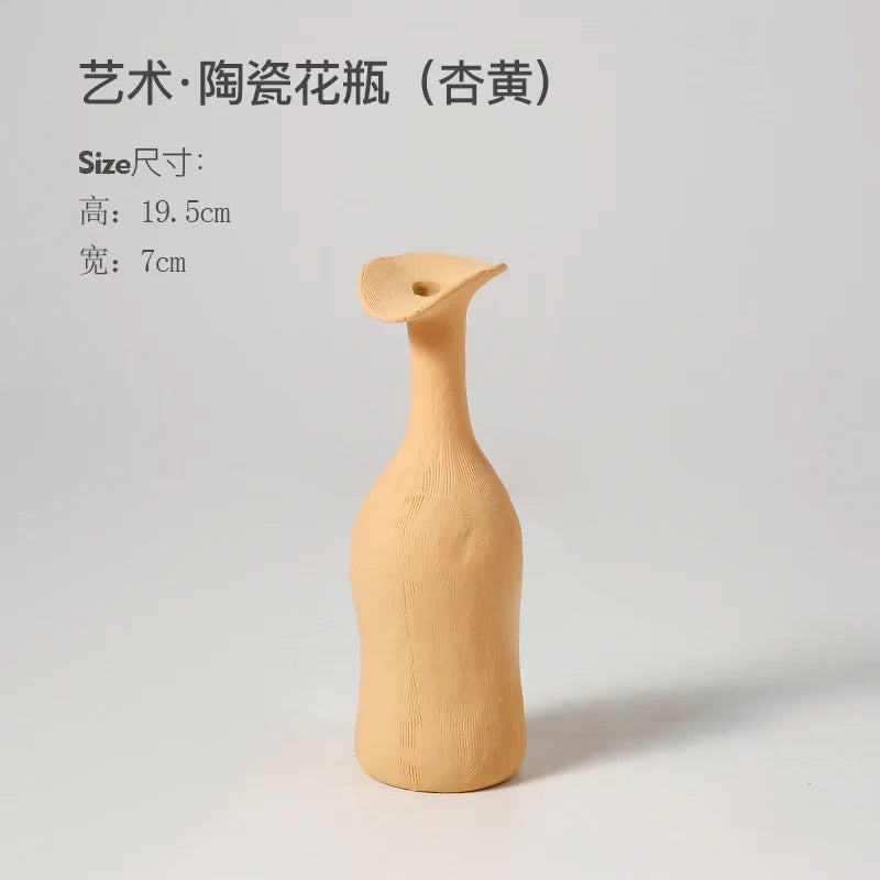 Nordic Retro Brushed Ceramic Vase Ornaments Living Room Bedroom Wine Cabinet Desktop Flower Arrangement Vases Wedding Decoration