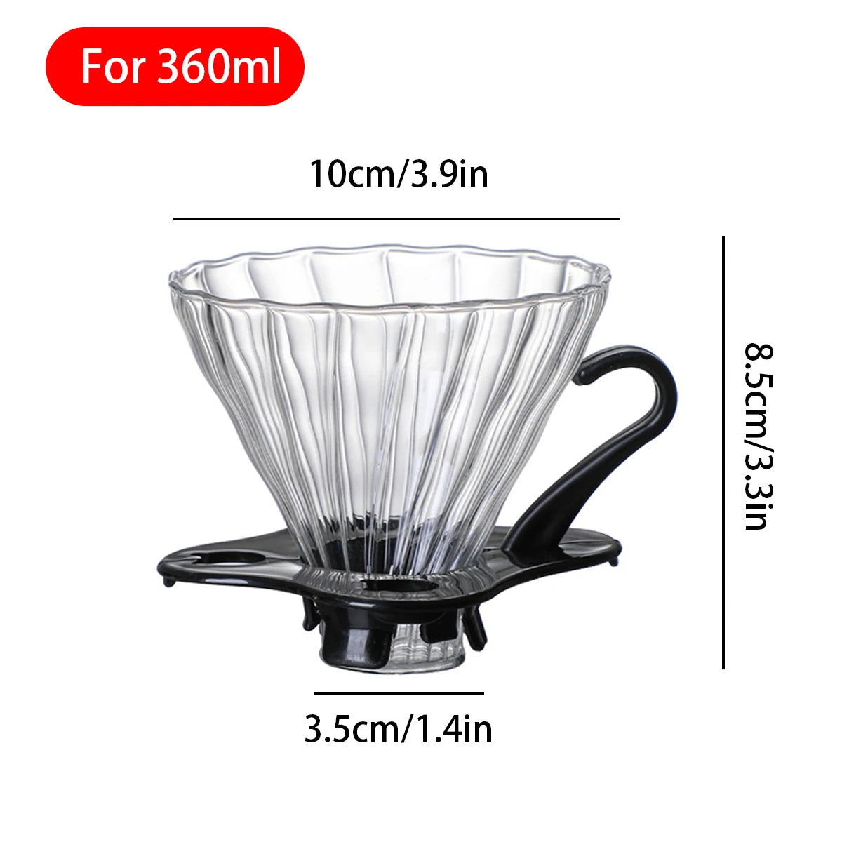 Clear Glass Coffee Carafe, Diamond Shaped Coffee Pot with Reusable Coffee Filter Cup, Standard Glass Coffee Pot