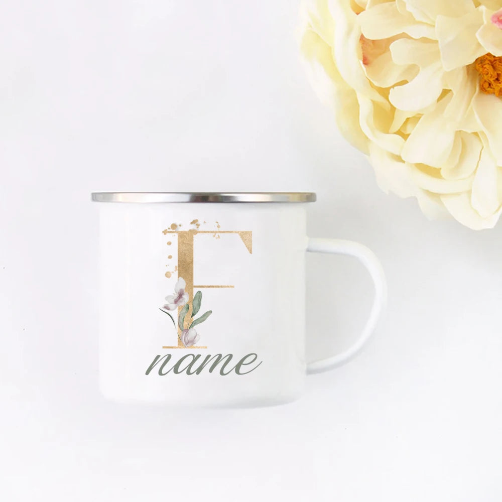 Floral Initial Name Cup Custom Name Tea Coffee Hot Chocolate Mug Bride Bridesmaid Mothers Day Christmas Gift for Her