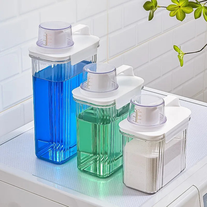 Multi-Size Airtight Storage Jars with Measuring Scale and Record Date–Clear PP+PET Containers for Detergents Pet Food Dry Goods