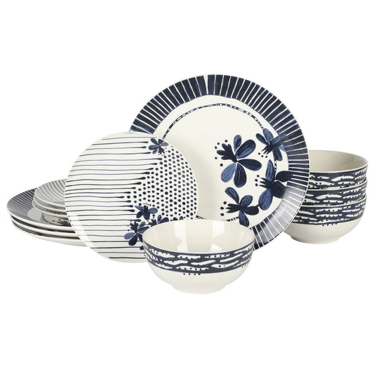 Gibson Home Eliza 12 Piece Ceramic Dinnerware Set-0