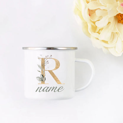Floral Initial Name Cup Custom Name Tea Coffee Hot Chocolate Mug Bride Bridesmaid Mothers Day Christmas Gift for Her