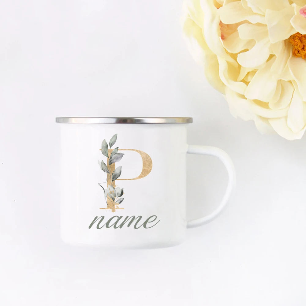 Floral Initial Name Cup Custom Name Tea Coffee Hot Chocolate Mug Bride Bridesmaid Mothers Day Christmas Gift for Her