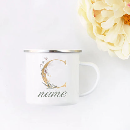 Floral Initial Name Cup Custom Name Tea Coffee Hot Chocolate Mug Bride Bridesmaid Mothers Day Christmas Gift for Her