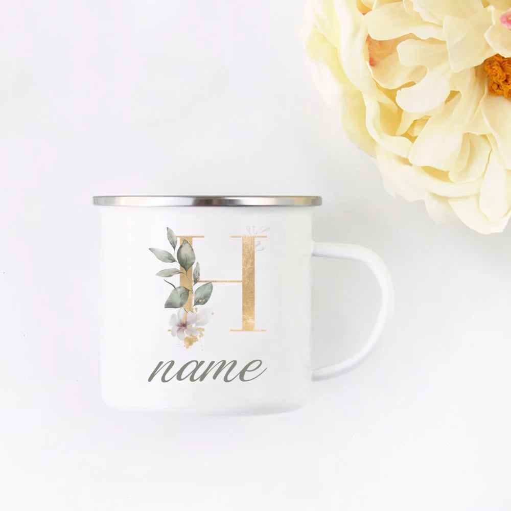 Floral Initial Name Cup Custom Name Tea Coffee Hot Chocolate Mug Bride Bridesmaid Mothers Day Christmas Gift for Her