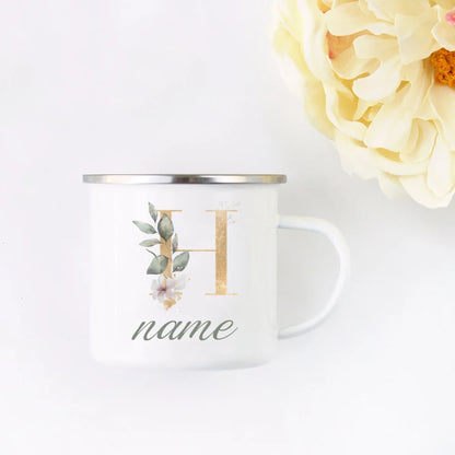 Floral Initial Name Cup Custom Name Tea Coffee Hot Chocolate Mug Bride Bridesmaid Mothers Day Christmas Gift for Her