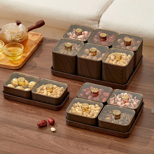 2/4/6 Grids Food Storage Box Moisture-Proof Nut, Dried Fruit, Candy Box Fruit Storage Container for Christmas New Year