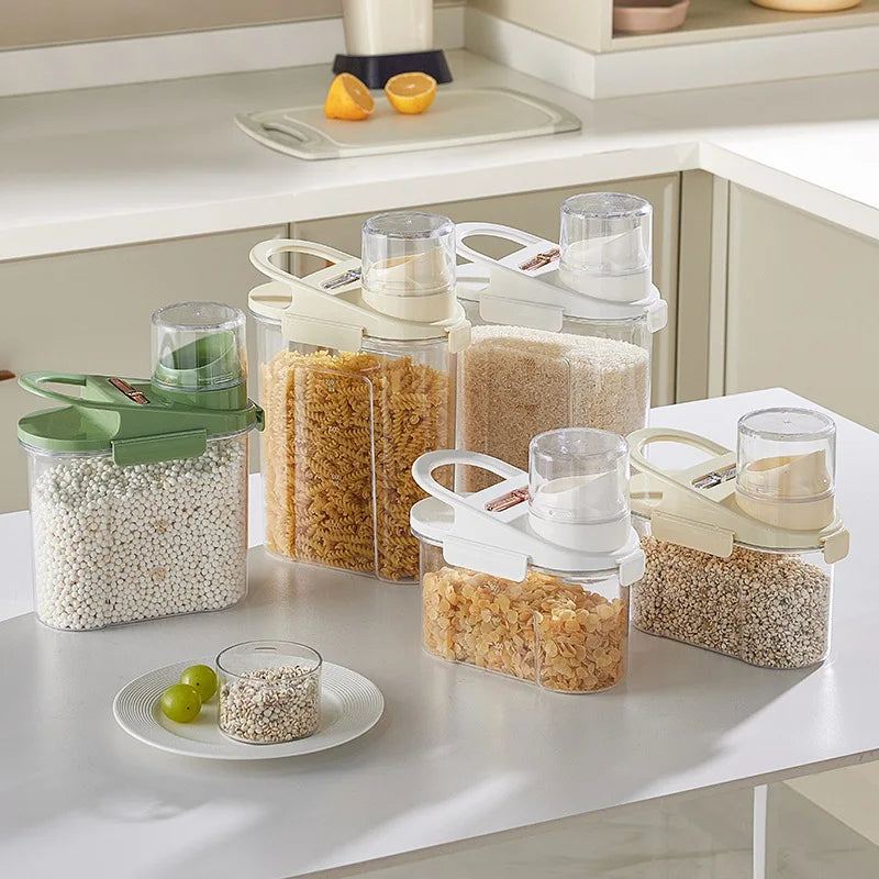 Multi-Size Airtight Storage Jars with Measuring Scale and Record Date–Clear PP+PET Containers for Detergents Pet Food Dry Goods