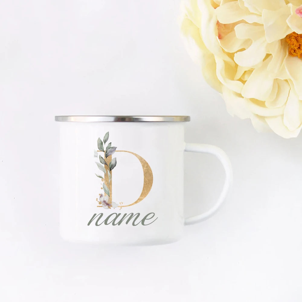 Floral Initial Name Cup Custom Name Tea Coffee Hot Chocolate Mug Bride Bridesmaid Mothers Day Christmas Gift for Her