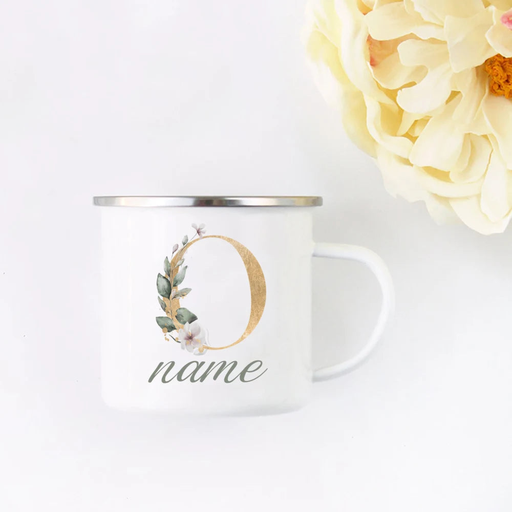 Floral Initial Name Cup Custom Name Tea Coffee Hot Chocolate Mug Bride Bridesmaid Mothers Day Christmas Gift for Her