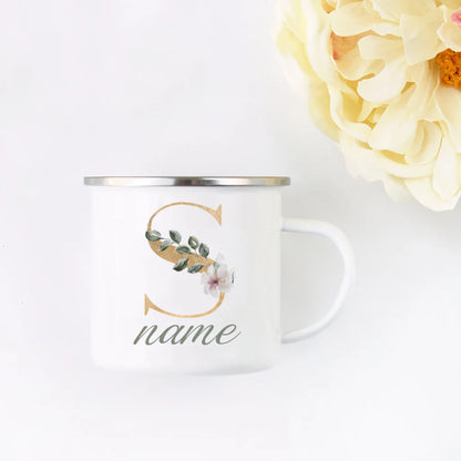 Floral Initial Name Cup Custom Name Tea Coffee Hot Chocolate Mug Bride Bridesmaid Mothers Day Christmas Gift for Her