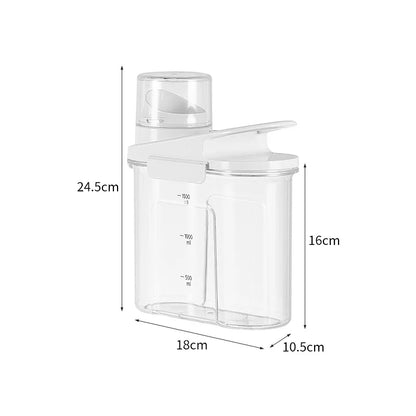 Multi-Size Airtight Storage Jars with Measuring Scale and Record Date–Clear PP+PET Containers for Detergents Pet Food Dry Goods