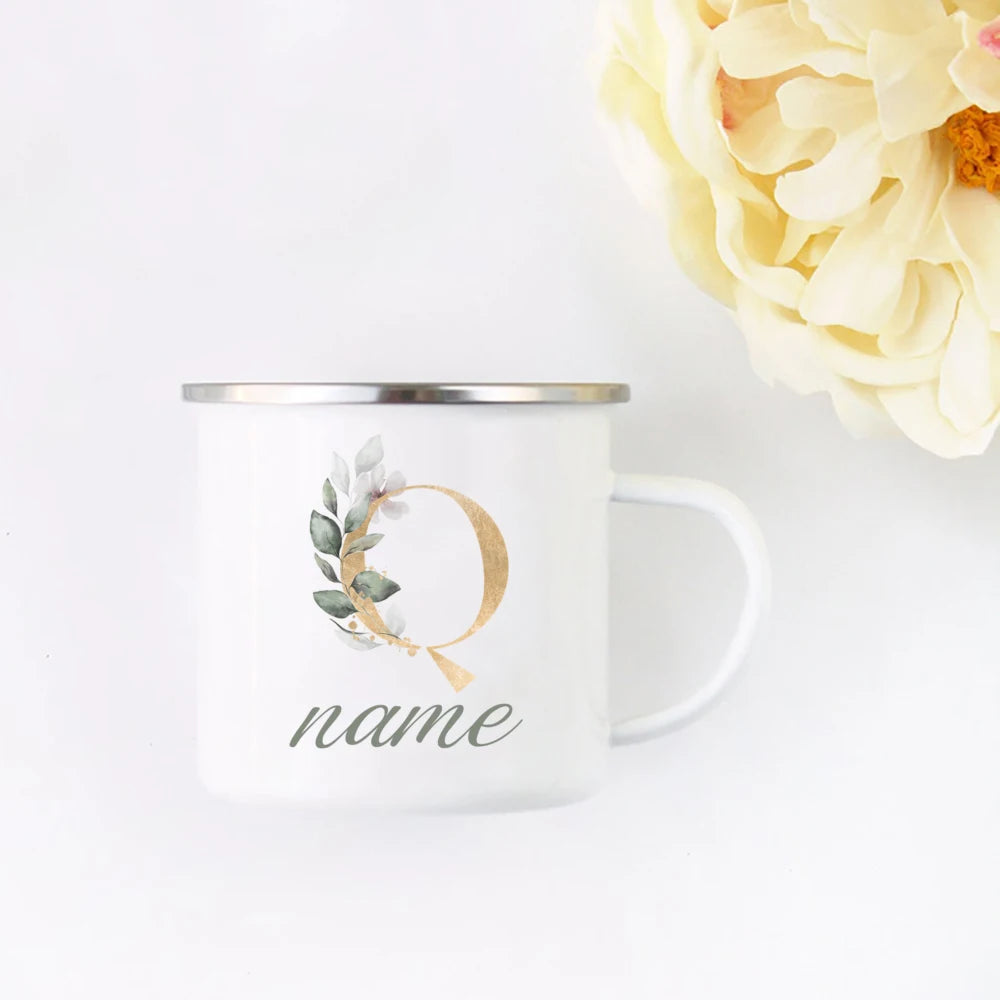 Floral Initial Name Cup Custom Name Tea Coffee Hot Chocolate Mug Bride Bridesmaid Mothers Day Christmas Gift for Her