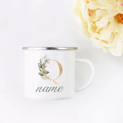Floral Initial Name Cup Custom Name Tea Coffee Hot Chocolate Mug Bride Bridesmaid Mothers Day Christmas Gift for Her
