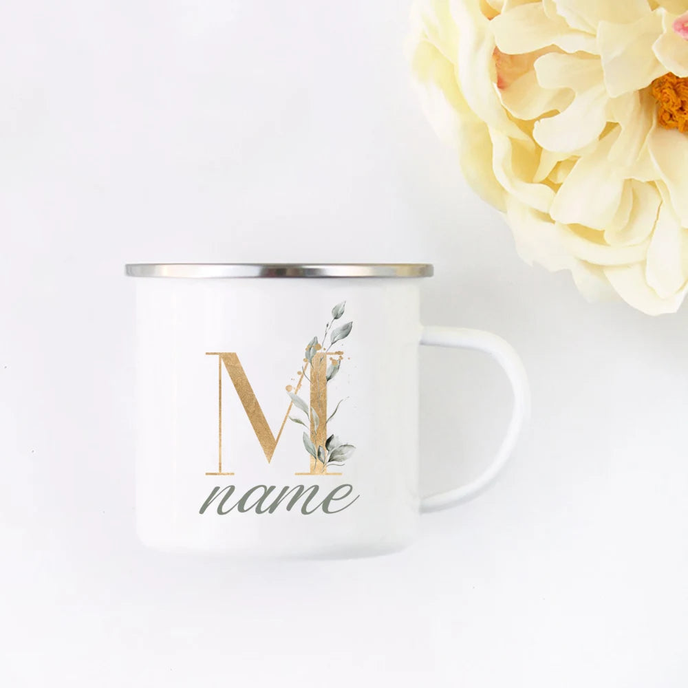 Floral Initial Name Cup Custom Name Tea Coffee Hot Chocolate Mug Bride Bridesmaid Mothers Day Christmas Gift for Her