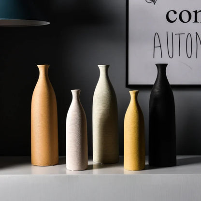 Nordic Retro Brushed Ceramic Vase Ornaments Living Room Bedroom Wine Cabinet Desktop Flower Arrangement Vases Wedding Decoration