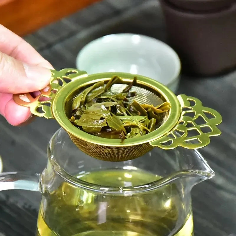 1Pc Tea Strainer Double Ear Fine Mesh Stainless Steel Spice Infuser Filter Tea Maker Teaware Kitchen Accessories