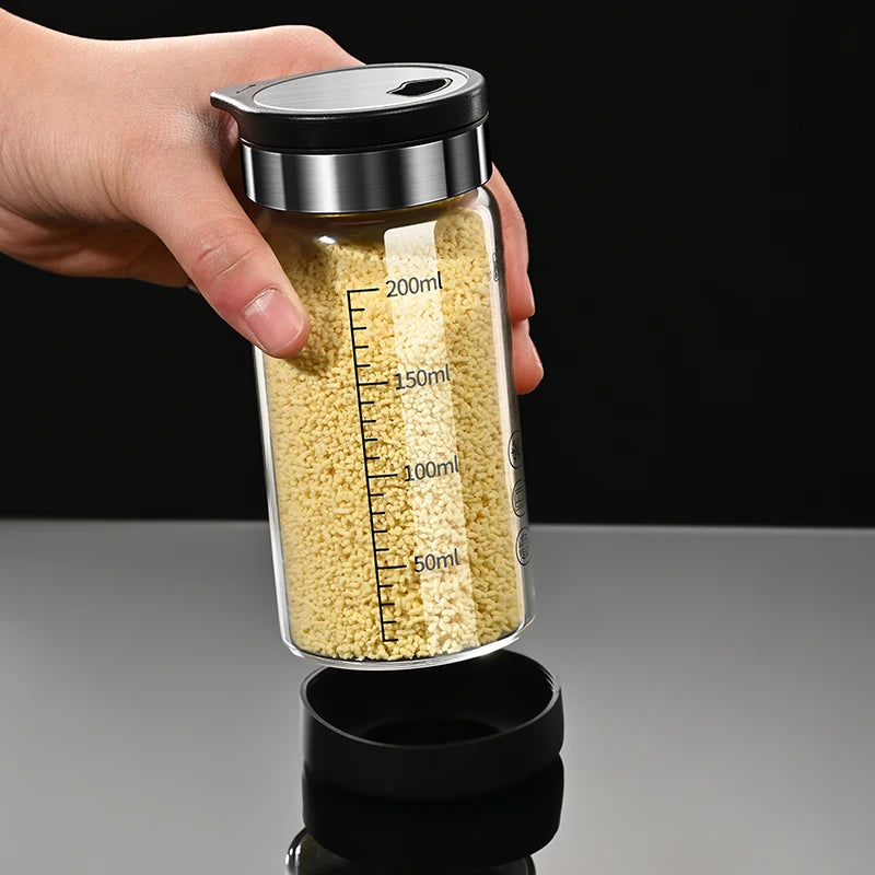High Borosilicate Glass Seasoning Bottle,Outdoor Barbecue Spice Portioning Bottle,Kitchen Spice Pepper Seasoning Jar Tool