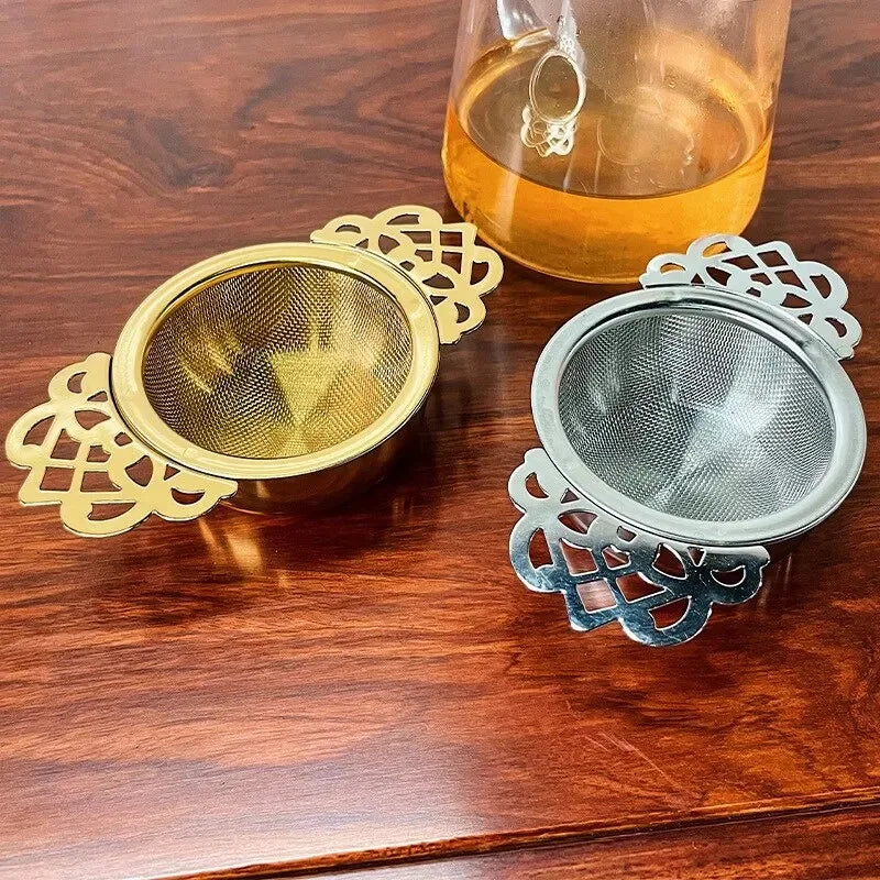 1Pc Tea Strainer Double Ear Fine Mesh Stainless Steel Spice Infuser Filter Tea Maker Teaware Kitchen Accessories