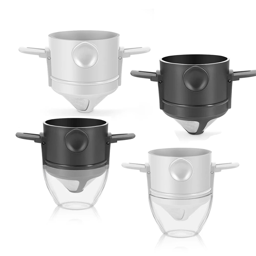 Portable Coffee Filter Reusable Coffee Funnel Stainless Steel Cone Coffee Dripper Brewing Tools Paperless Pour over Tea Holder