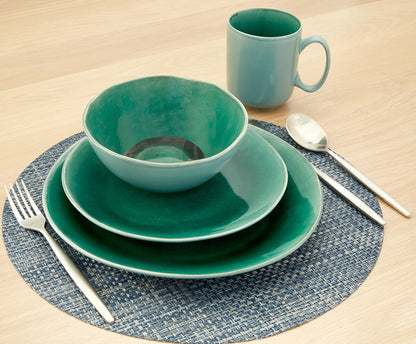 Green Sixteen Piece Ceramic Service For Four Dinnerware Set-8