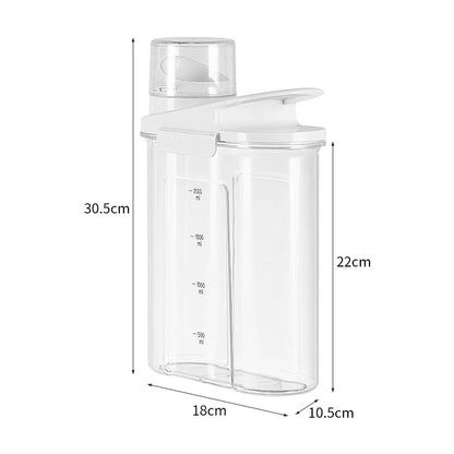 Multi-Size Airtight Storage Jars with Measuring Scale and Record Date–Clear PP+PET Containers for Detergents Pet Food Dry Goods