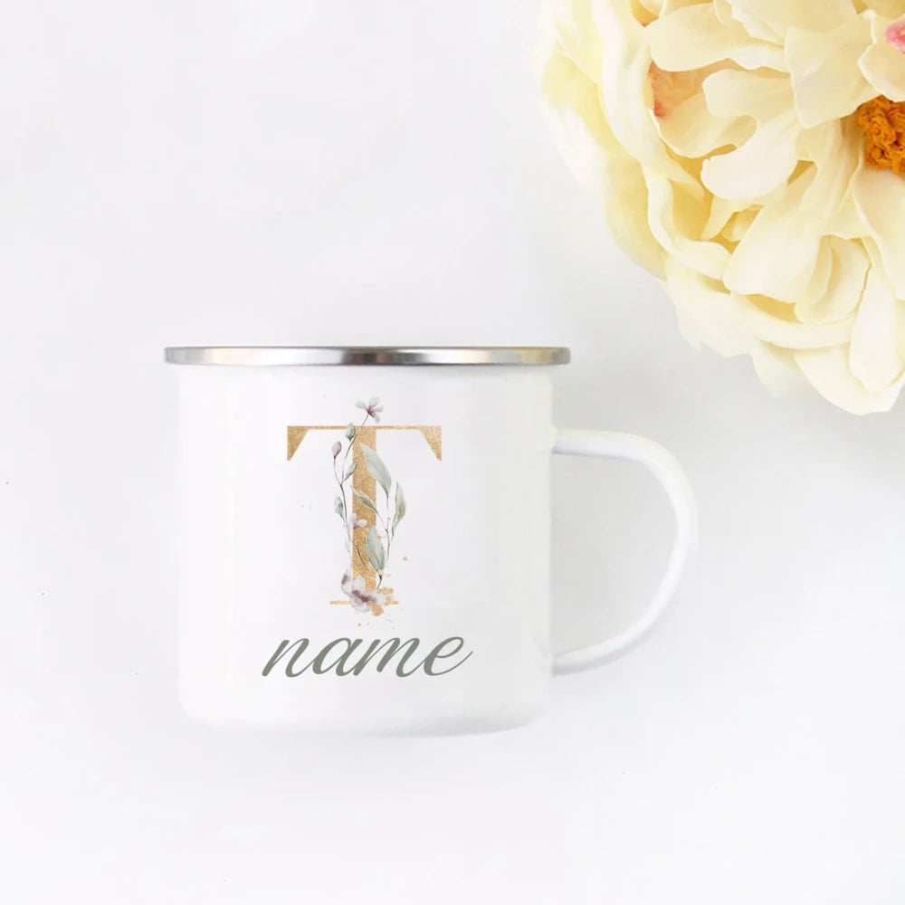 Floral Initial Name Cup Custom Name Tea Coffee Hot Chocolate Mug Bride Bridesmaid Mothers Day Christmas Gift for Her