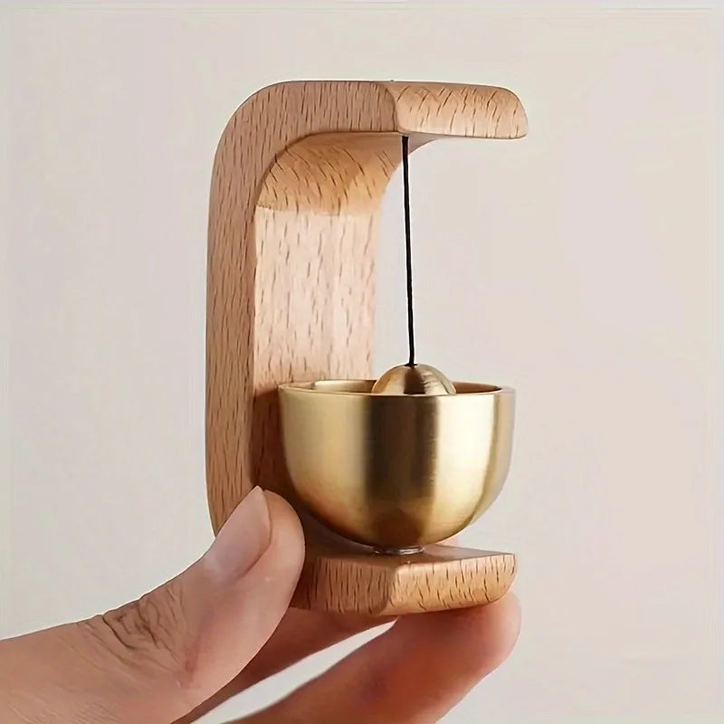 1Pc Brass Doorbell Reminder Wind Chime with Magnetic Suction, C-Shaped Gift for Housewarming, Home Decoration, Car Decoration