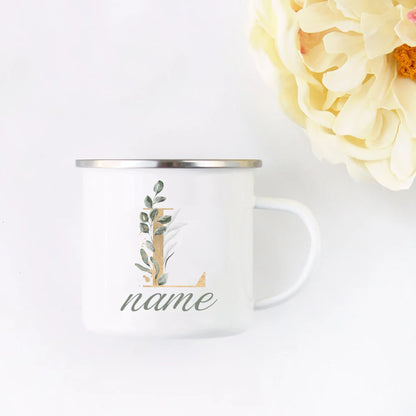 Floral Initial Name Cup Custom Name Tea Coffee Hot Chocolate Mug Bride Bridesmaid Mothers Day Christmas Gift for Her
