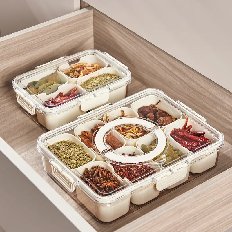 Kitchen Seasoning Storage Box Spice Box Integrated Multi Grid Storage Sealed Tank Moisture-Proof Salt Tank Kitchen Supplies Tool