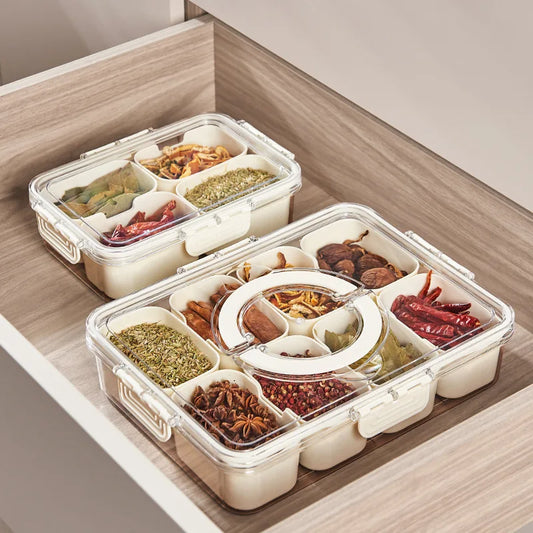 Kitchen Seasoning Storage Box Spice Box Integrated Multi Grid Storage Sealed Tank Moisture-Proof Salt Tank Kitchen Supplies Tool