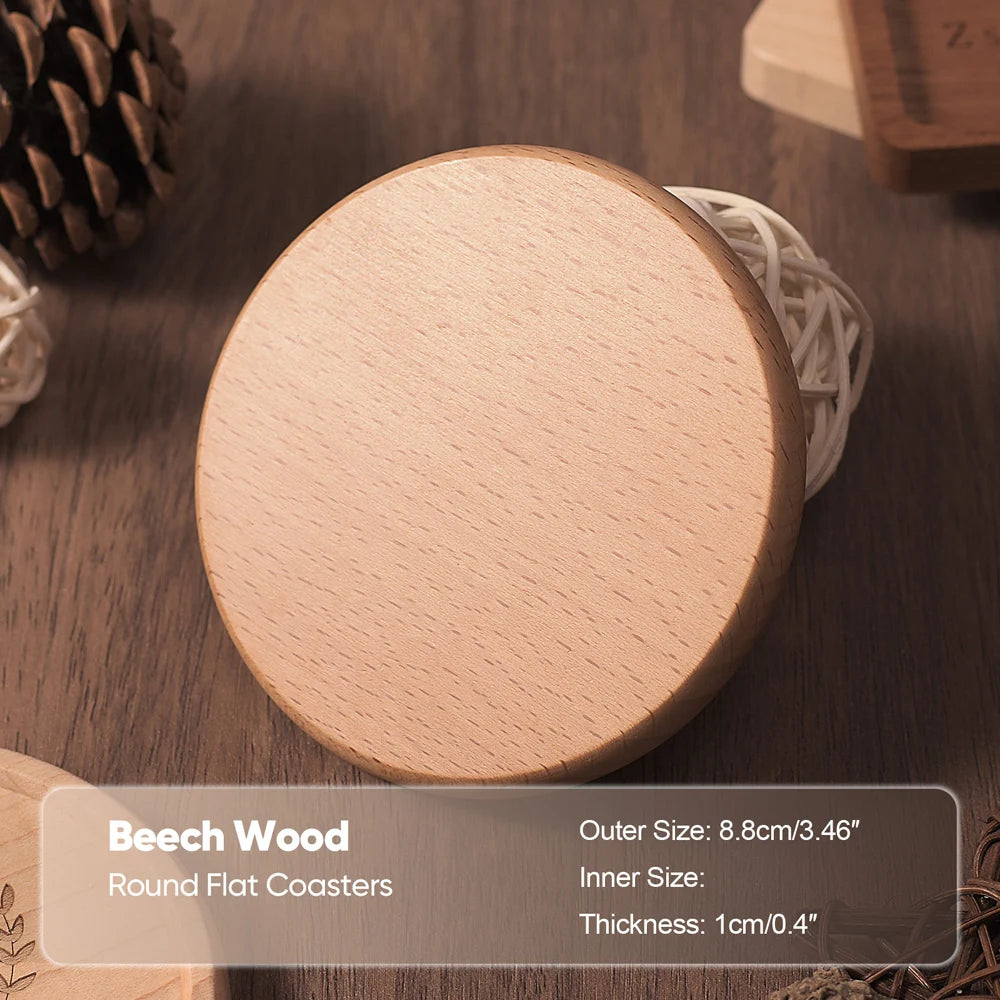 1PCS Solid Walnut Wood Coaster round Square Beech Wood Cup Mat Durable Heat Resistant Tea Coffee Cup Pad Placemats 8.8Cm/3.46In