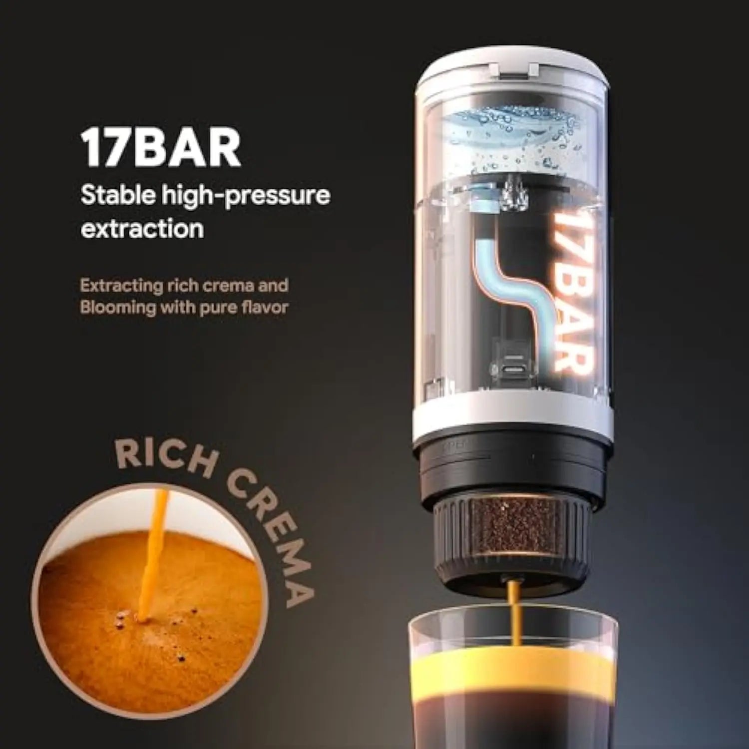 3-In-1 Portable Espresso Machine with NO Heating Function, Type-C Charging Electric Espresso Maker, 17 Bar Mini Coffee Maker For