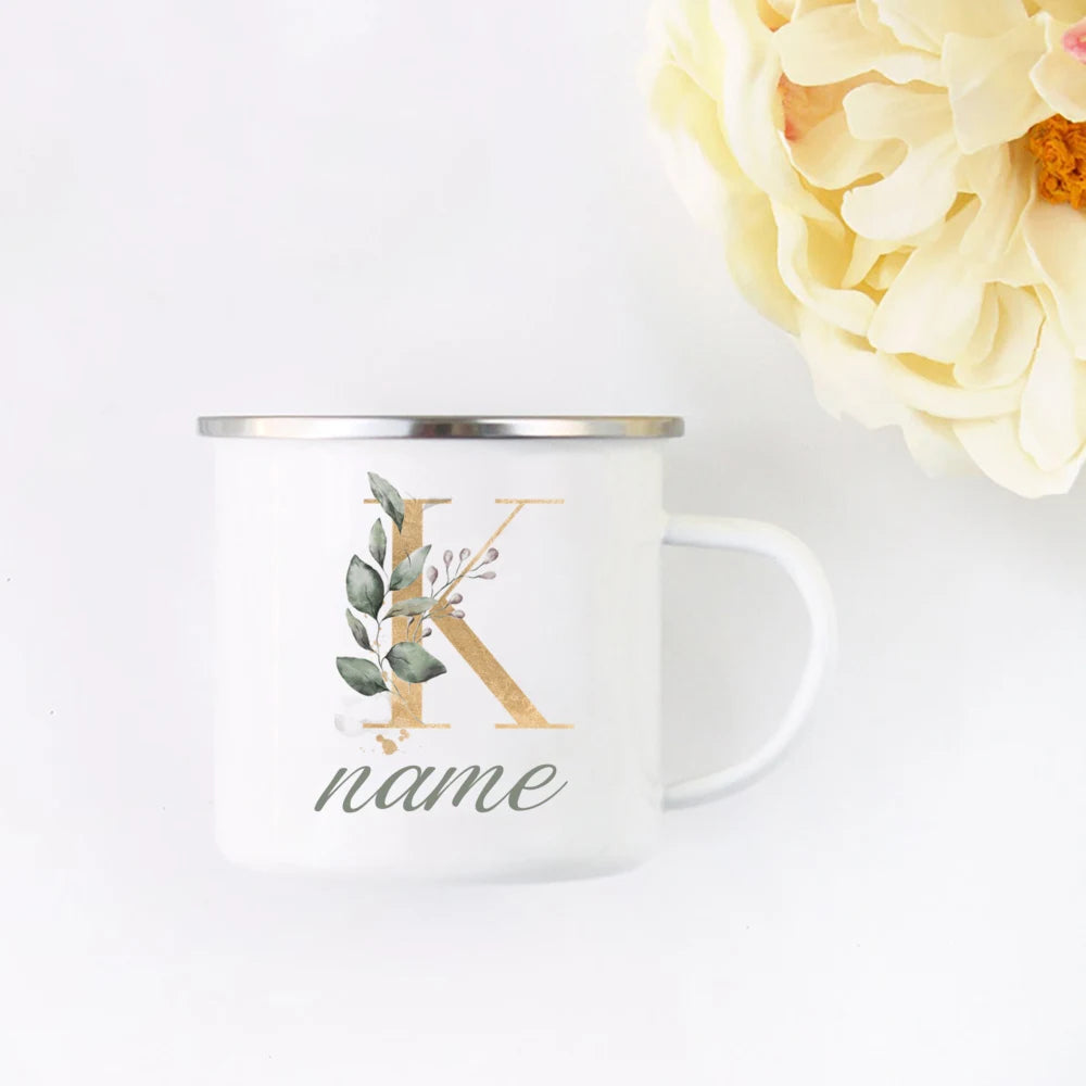 Floral Initial Name Cup Custom Name Tea Coffee Hot Chocolate Mug Bride Bridesmaid Mothers Day Christmas Gift for Her