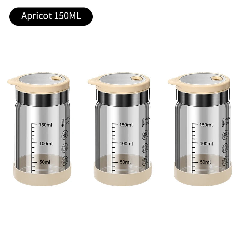 High Borosilicate Glass Seasoning Bottle,Outdoor Barbecue Spice Portioning Bottle,Kitchen Spice Pepper Seasoning Jar Tool