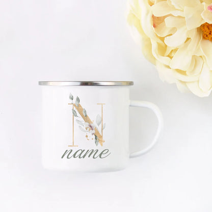 Floral Initial Name Cup Custom Name Tea Coffee Hot Chocolate Mug Bride Bridesmaid Mothers Day Christmas Gift for Her
