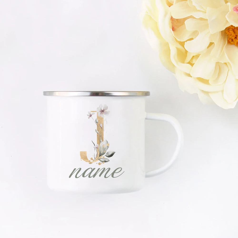 Floral Initial Name Cup Custom Name Tea Coffee Hot Chocolate Mug Bride Bridesmaid Mothers Day Christmas Gift for Her