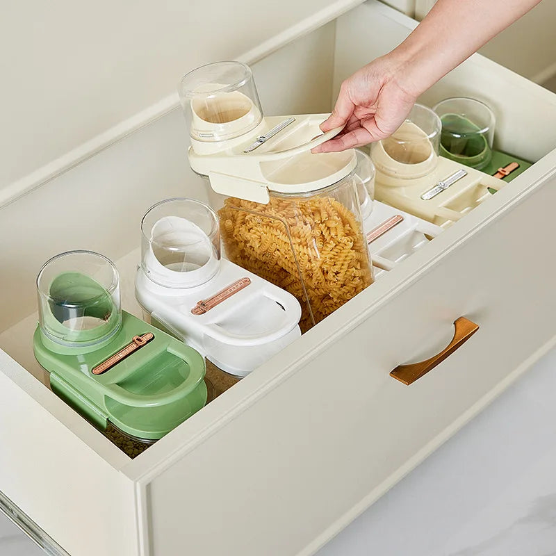 Multi-Size Airtight Storage Jars with Measuring Scale and Record Date–Clear PP+PET Containers for Detergents Pet Food Dry Goods