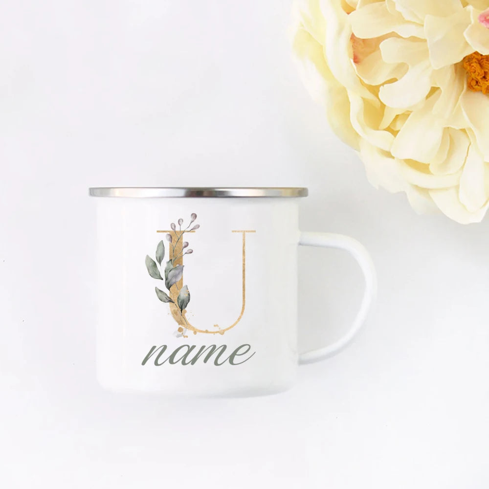 Floral Initial Name Cup Custom Name Tea Coffee Hot Chocolate Mug Bride Bridesmaid Mothers Day Christmas Gift for Her