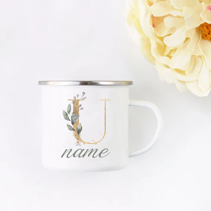 Floral Initial Name Cup Custom Name Tea Coffee Hot Chocolate Mug Bride Bridesmaid Mothers Day Christmas Gift for Her