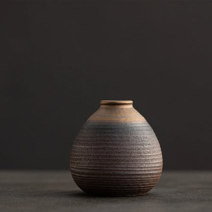Retro Rough Pottery Mini Flower Vase, Ceramic Tabletop Small Vase, Indoor Hydroponic Ornament Decoration