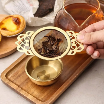 1Pc Tea Strainer Double Ear Fine Mesh Stainless Steel Spice Infuser Filter Tea Maker Teaware Kitchen Accessories