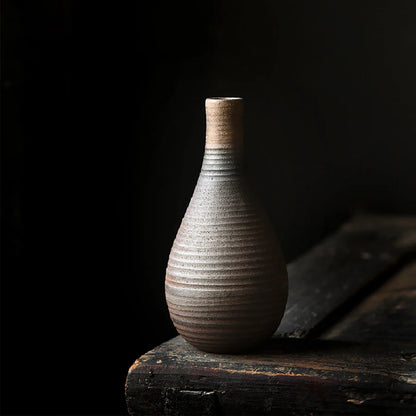 Retro Rough Pottery Mini Flower Vase, Ceramic Tabletop Small Vase, Indoor Hydroponic Ornament Decoration