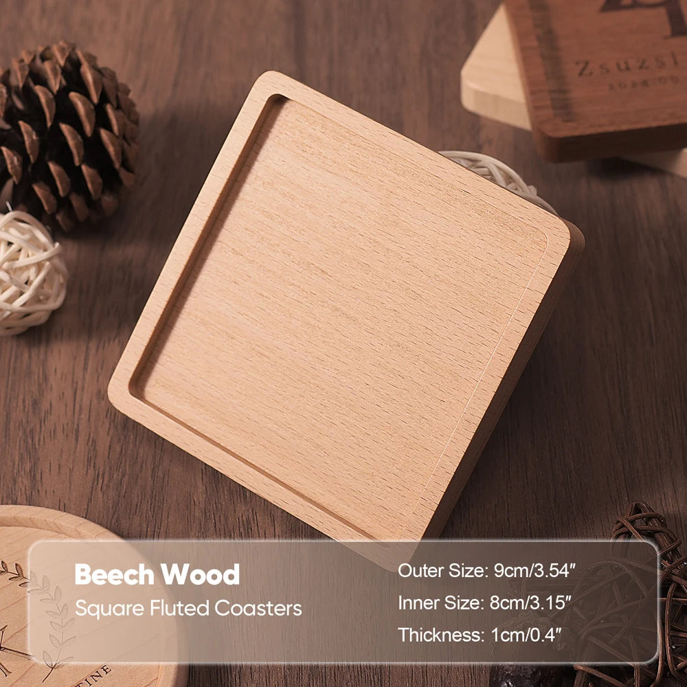 1PCS Solid Walnut Wood Coaster round Square Beech Wood Cup Mat Durable Heat Resistant Tea Coffee Cup Pad Placemats 8.8Cm/3.46In