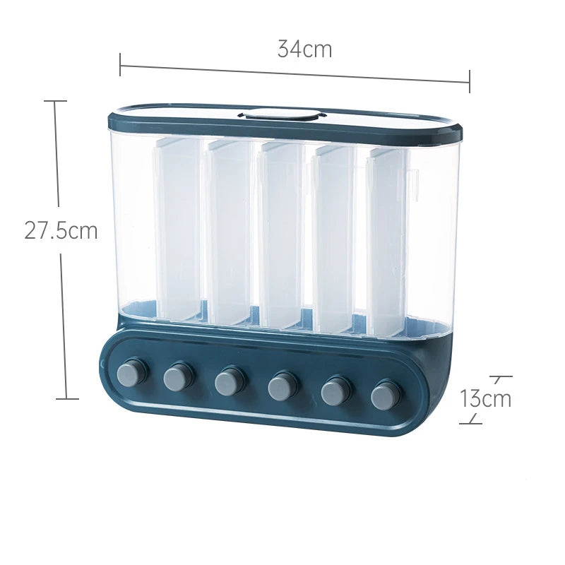 2/4/6L Food Grains Storage Box Tank Sealed Moisture Proof Rice Buckets Wall Mounted Organizer Kitchen Bulk Classified Container