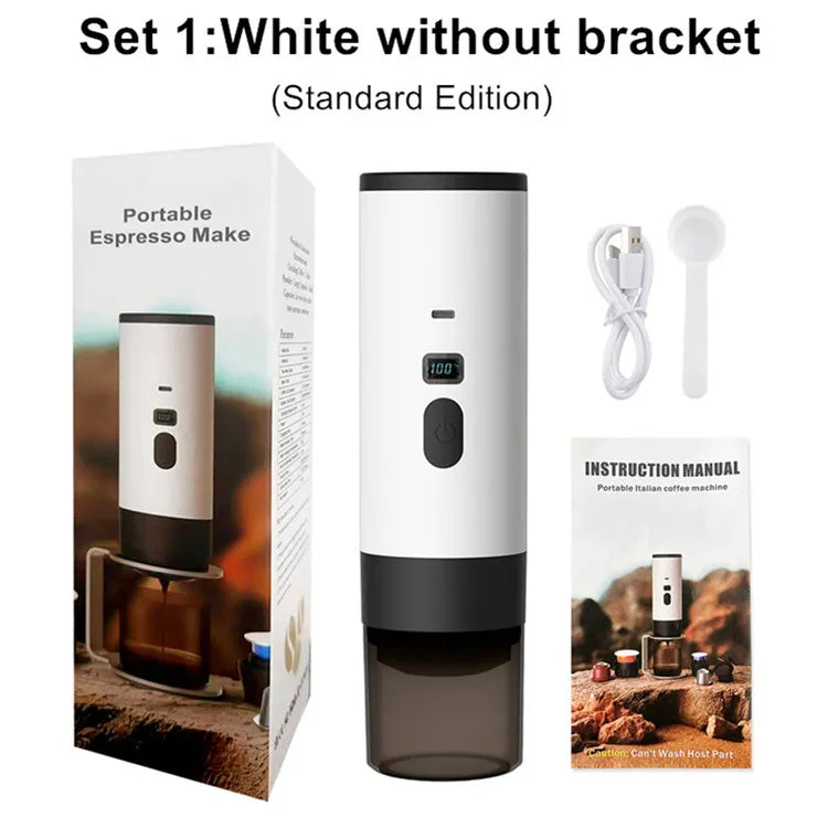 3-In-1 Portable Electric Coffee Maker Capsule Coffee Grinder Travel Coffee Maker with Cordless Heating for Car and Home Camping
