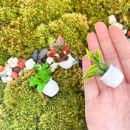 3Pcs/Set Mini Miniature Potted Plant, Model Fake Greenery Ornament Tiny Bonsai Model Garden Plants Floral Decor Bonsai