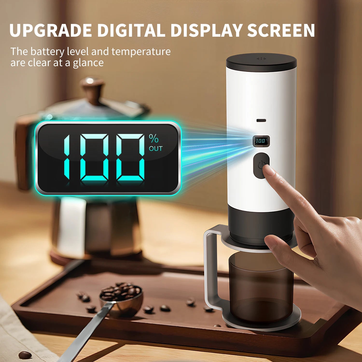 3-In-1 Portable Electric Coffee Maker Capsule Coffee Grinder Travel Coffee Maker with Cordless Heating for Car and Home Camping