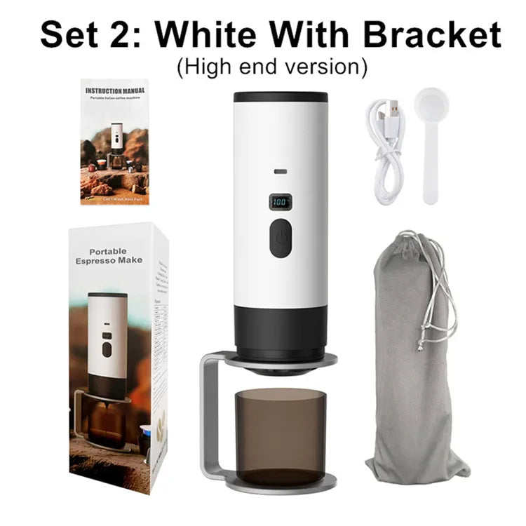 3-In-1 Portable Electric Coffee Maker Capsule Coffee Grinder Travel Coffee Maker with Cordless Heating for Car and Home Camping