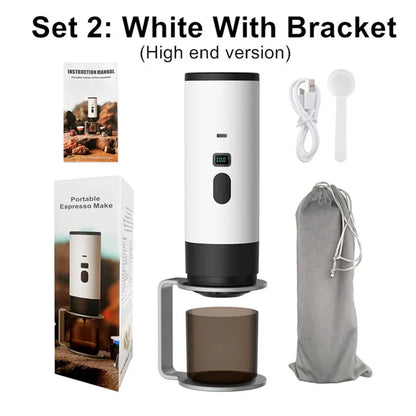 3-In-1 Portable Electric Coffee Maker Capsule Coffee Grinder Travel Coffee Maker with Cordless Heating for Car and Home Camping
